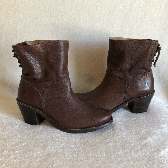 Frye Shoes - Frye Carmen lace up back short heeled boots size 9